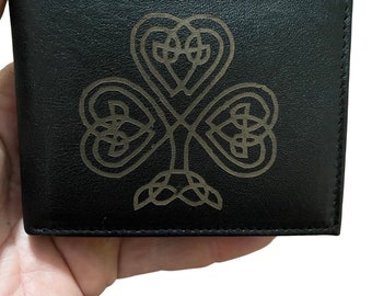 Celtic Wallet - Black Laser Engraved Leather Wallet