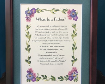 Father,  Father gift from daughter, Father gift from son, father gift from kids, Personalizable Blessing Framed with Green Matting