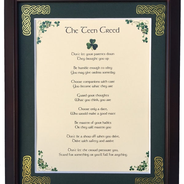 The Teen Creed, Personalized Framed Blessing,