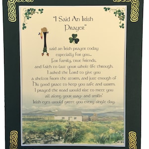 Dije una oración irlandesa - bendición irlandesa enmarcada - Personalizar con nombre, fecha, mensaje personalizado