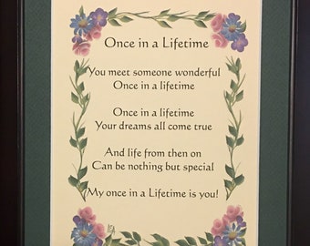 Once In a Life Time, husband gift, wife gift, boyfriend gift, girlfriend gift, Annversary,