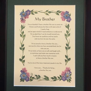 Brother birthday gift - Brother Poem - Brother Gift - brother frame
