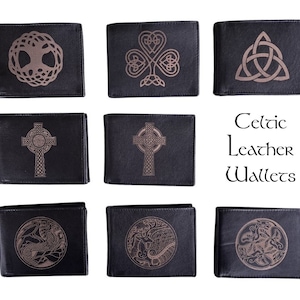 Cartera Celta - Cartera de cuero grabada con láser negro