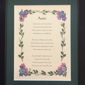 Aunt gift - aunt poem - aunt frame - aunt Poem, Aunt Blessings, Gift for an Aunt,