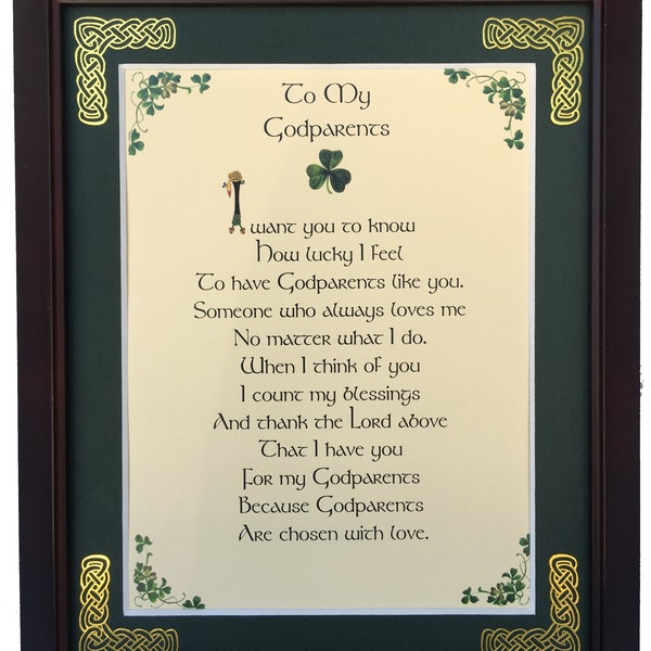 Godparents Personalized Framed Blessing, Godparents Gift, Godparents Poem Frame