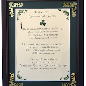 Großeltern, Walking with Grandma und Grandpa, Großeltern Personalisiert Rahmen, Irischer Segen, irische Geschenke,