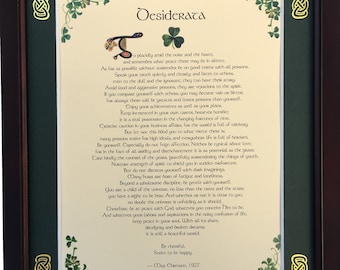 Desiderata - Framed Inspirational Poem by Max Ehrmann - Customize with Name, Date, Custom Message