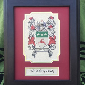 Last Names, Surnames, Coats of Arms, Family Name History, Crests, Genealogy, Family Tree, Ancestry, Framed and Matted - All Nationalities