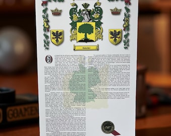 Digital File - Coat of Arms with Surname History - ALL NATIONALITES - 11&quot;x17&quot; Download