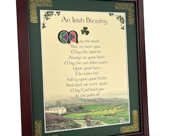 An Irish Blessing - May the Road Rise Up to Meet You - Framed Irish Blessing - Personalize with Name, Date, Custom Message