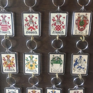 Coat of Arms Key Chain, Family Crest, ALL NATIONALITIES AVAILABLE