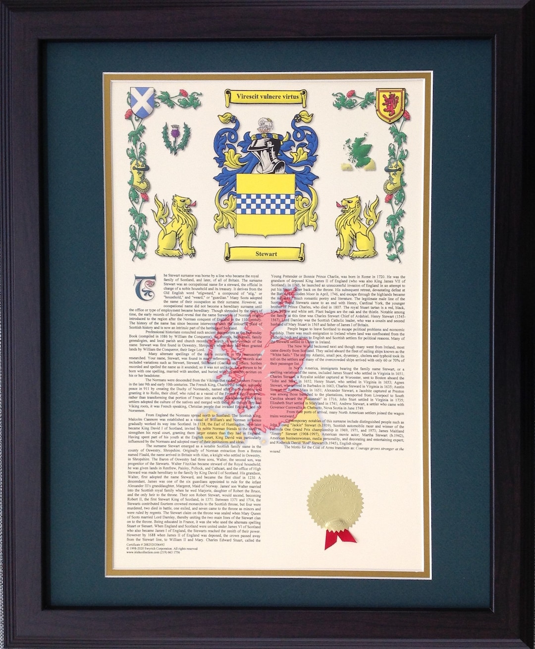 Scottish Family Crest and History Framed Print, - Etsy