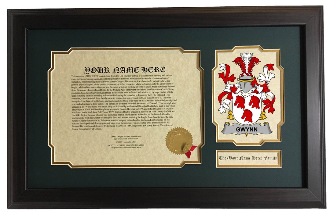 Gwynn Coat of Arms Last Names Surnames Family Names Etsy