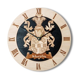 Coat of Arms Clock, Family Crest Clock, All Nationalities Available