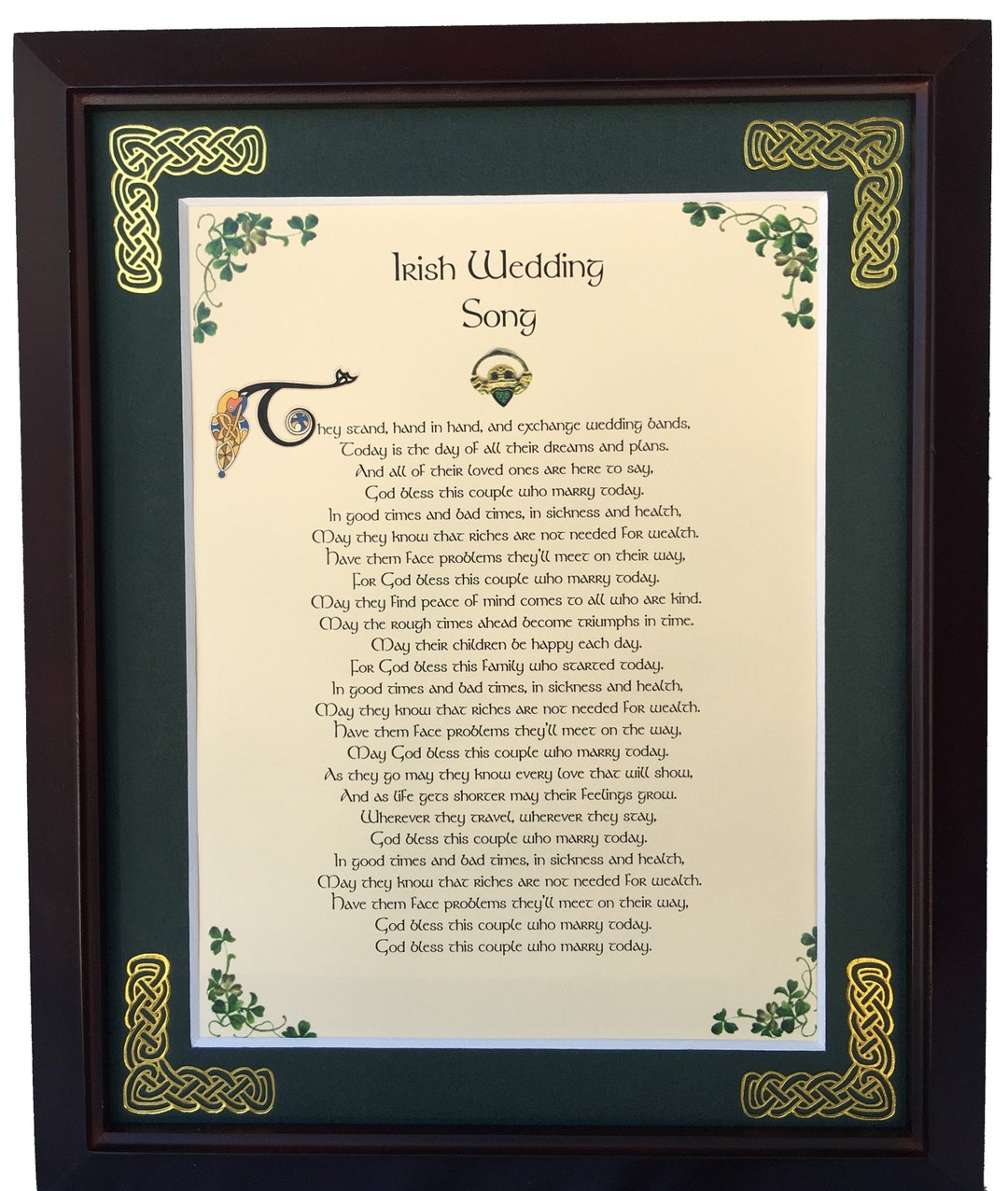 Irish Wedding Song Framed Wedding Gift Personalize With Names Date