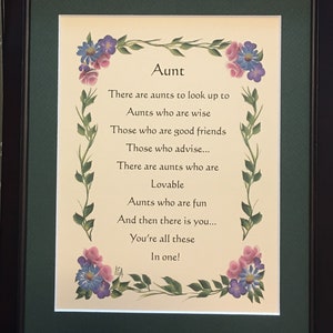 Aunt gift - aunt poem - aunt frame
