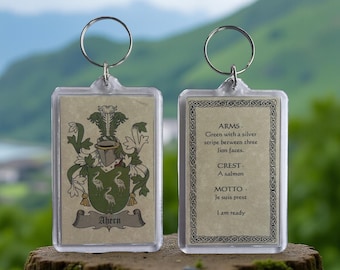 Coat of Arms Key Chain, Family Crest, ALL NATIONALITIES AVAILABLE