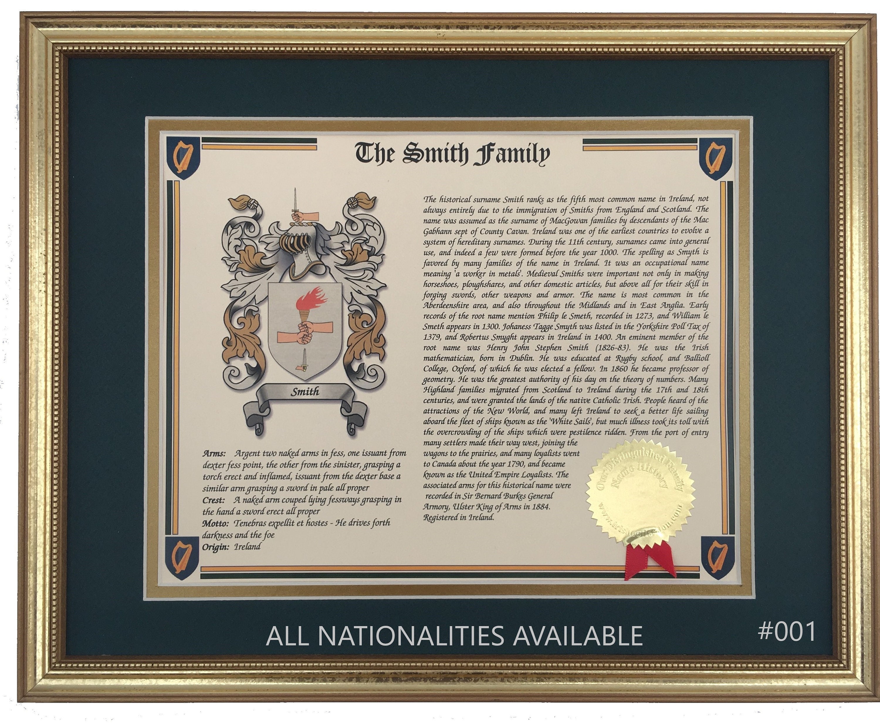 Coomer Coat of Arms, Family Crest & History 11x17 Print - Name Meaning Plus  Genealogy, Family Tree Research - Surname Origin: England/English :  : Everything Else