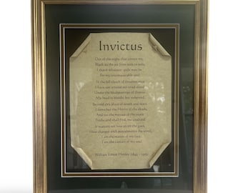 Invictus Poem Scroll Print Framed Wall Art 8x10 Literary Gift Inspirational Quote Home Decor