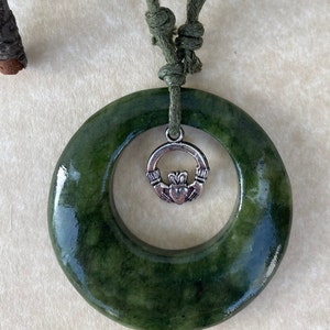 Connemara Marble Necklace with Claddagh Wishing Pendant image 1