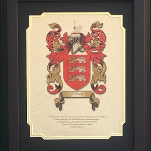 Last Names, Surnames, Coats of Arms, Family Name History, Crests, Genealogy, Family Tree, Ancestry, Framed and Matted - All Nationalities
