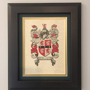 Coat of Arms - Dark Walnut Frame with Double Matting - All Nationalities Available