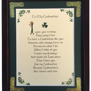 Godmother, To My God Mother, Personalized Framed Blessing, godmother, godmother poem frame, Irish Blessing, Irish gifts, Irish gifts women,