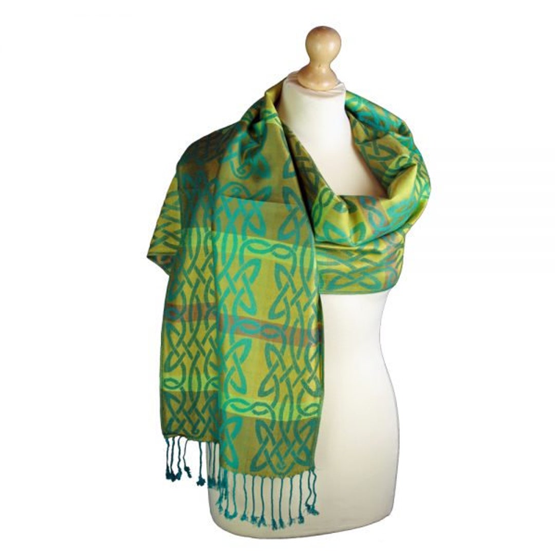 Achill Celtic Woven Pashmina Scarf Green SC4 - Etsy