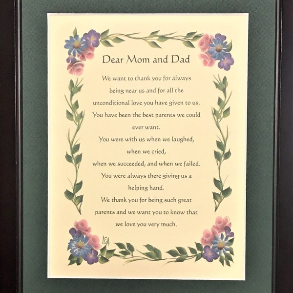 Dear Mom and Dad, We Want to Thank You - Framed Gift for Parents - Personalize with Name, Date, Custom Message