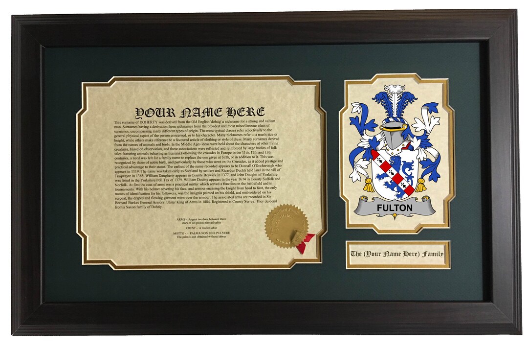 Fulton Coat of Arms Last Names Surnames Family Names Etsy