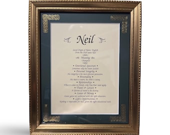 Personalized Name Meaning Print – Framed Solid Wood, With Origin & Personality Traits