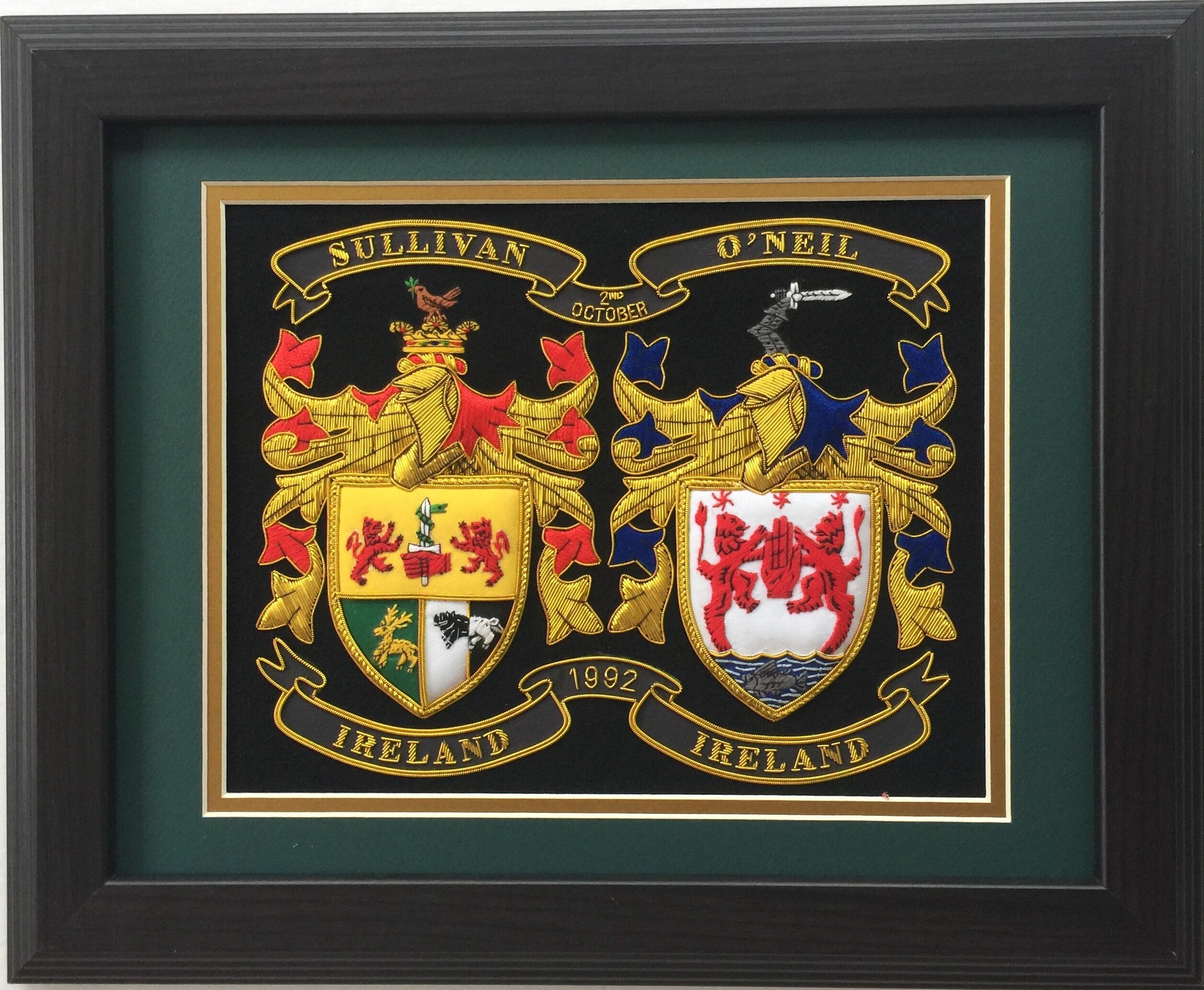 Framed 16x 20 Inch Coat of Arms & Last Name History All Nationalities