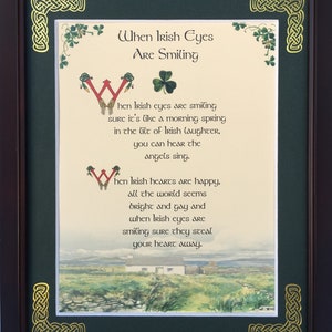 Irish Eyes Are Smiling, Personalized Framed Blessing,