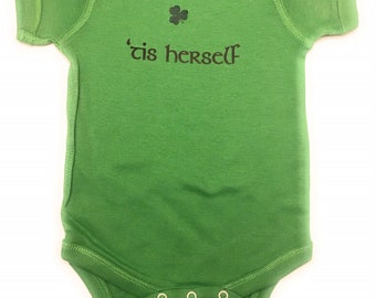 Tis Her Self Irish Baby Romper - Newborn Girl Gift St Patrick's Day Bodysuit Shower Present
