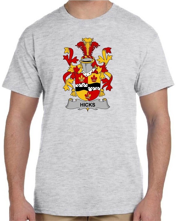 Hicks Coat of Arms Family Crest Tshirt Ash Gray or White Etsy