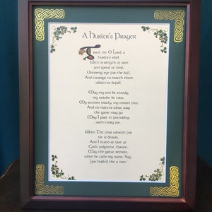 Hurler's Prayer, Personalized Blessing Framed, Irish Hurler's Prayer, Irish Blessing, Irish gifts, Irish gifts for men