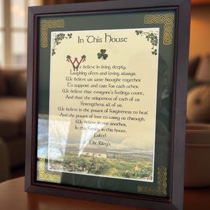 In This House, Personalized Blessing Framed, House warming gift, new home, family inspirational wall art, Irish Blessing, Irish gifts,