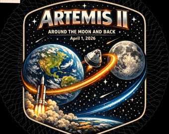 Artemis 2 Journey Around the Moon and Back 2026 PNG: artemis moon png lunar astronaut (Digital Download)