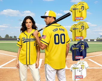 Camiseta de béisbol personalizada Banana con nombre, número y logotipo bordados, camisetas de béisbol amarillas personalizadas, camiseta de novato para regalo
