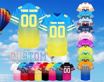 Benutzerdefinierte Fußball Trikot personalisierte genähte gedruckte Team Name Nummer Logo Farbverlauf Fußball-Shirt Geschenke für Männer Frauen Jugend Fan