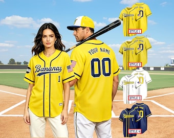 Custom Banana Baseball Jersey Stitched Printed Name Number Logo Personalized Yellow Baseball Jerseys Rookie Jersey for Gift
