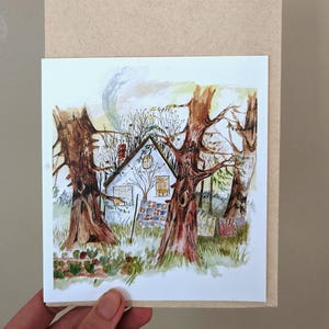 5x7 hand painted watercolour greeting card 'solitude & quilts'