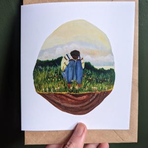 Carte de voeux « champignon » peinte à la main, impression gouache 5 x 7