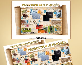 Cartões de lugar para a Páscoa Judaica para imprimir