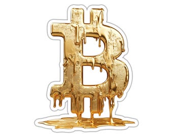 Gold Bitcoin Drip Sticker | BTC Logo Decal | Crypto Sticker | Cryptocurrency Gift