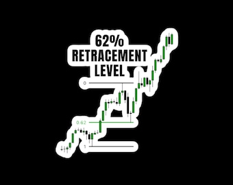 Adesivo con livello di ritracciamento del 62% – Concetto di denaro intelligente ICT / Regalo per trader di Forex e futures / Adesivo in vinile per il mercato azionario
