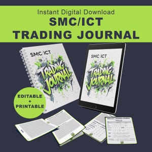 SMC / ICT Trading Journal: Forex, Futures, Options Trade Log (Fillable & Printable PDF)