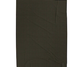 Hand Drawn Green Tartan Plaid Velveteen Blanket | Cozy Christmas Throw | Classic Cabin Holiday Decor | Soft Luxury Plaid Blanket