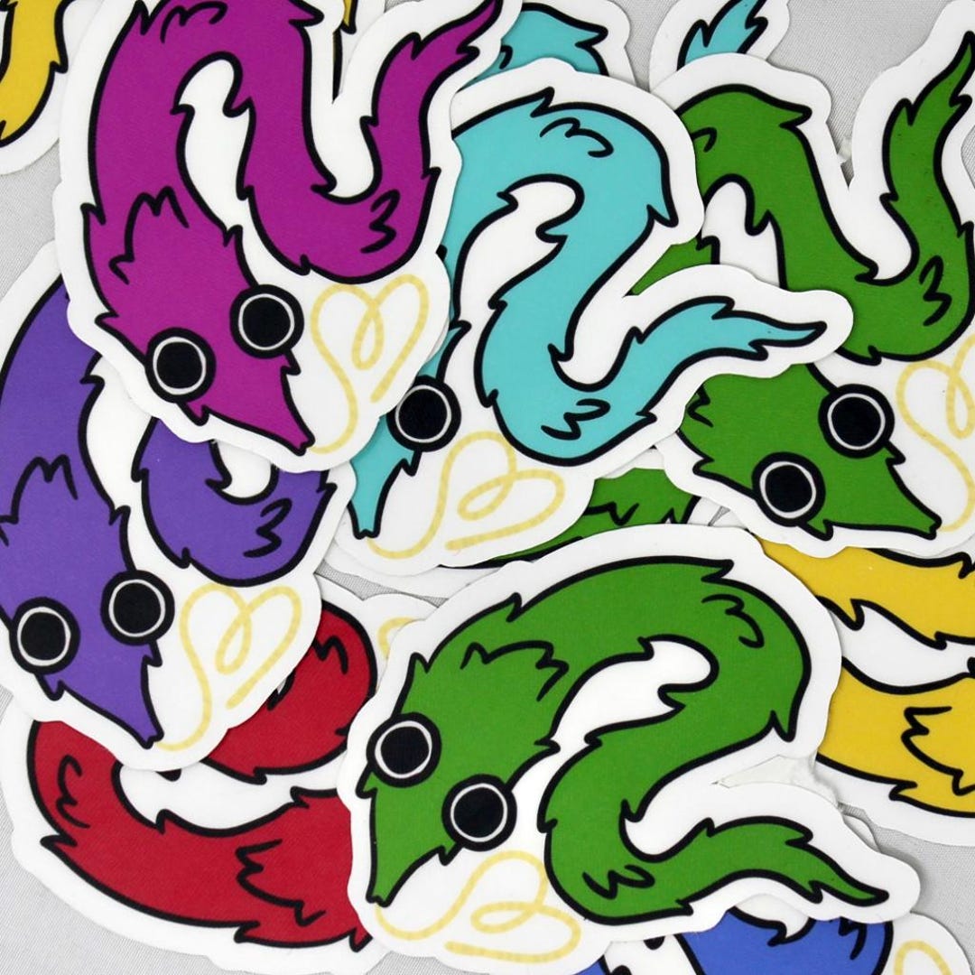 Worm on a String Silly Eyes Stylized Waterproof Sticker - Etsy
