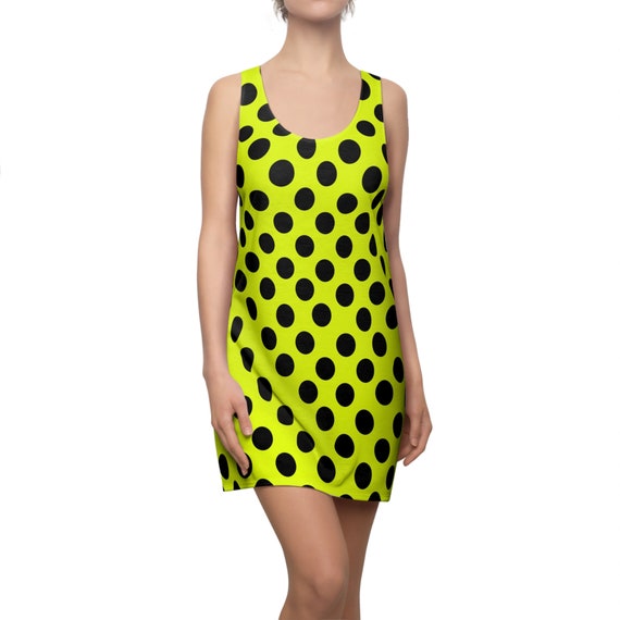 Yellow with Black Polka Dots Racerback Dress